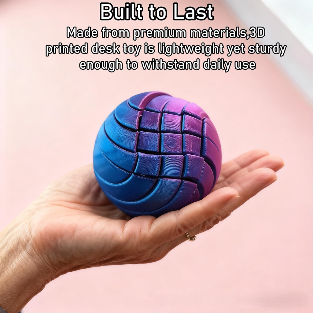 3D Printed Fidget Ball Toy - Purple Liquid Flow Gear Stress Relief