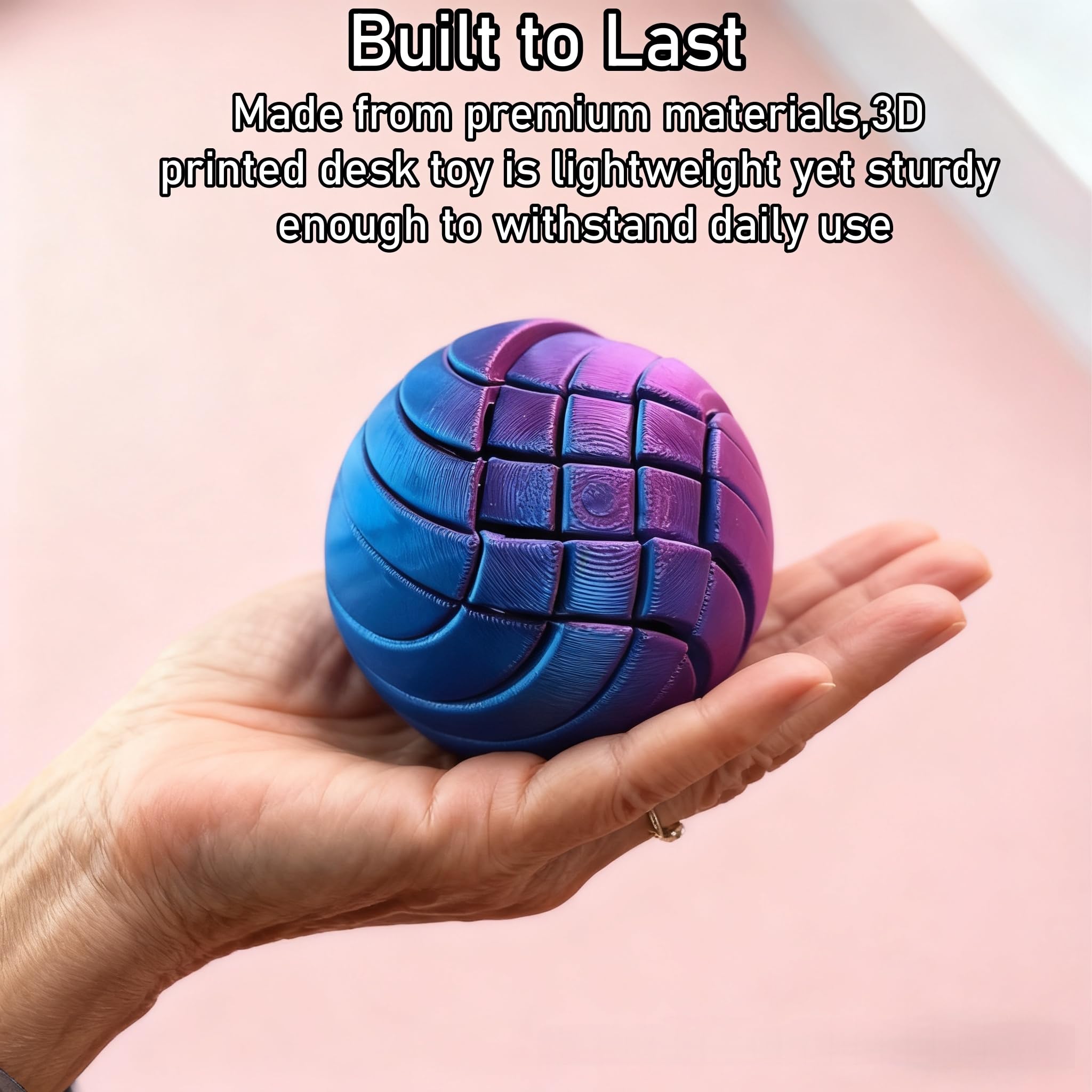 3D Printed Fidget Ball Toy - Purple Liquid Flow Gear Stress Relief