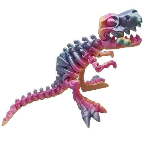 3D Printed Flexible Dinosaur Toy - Rainbow T-Rex by JIANLEKE - Desk Decoration & Stress Relief