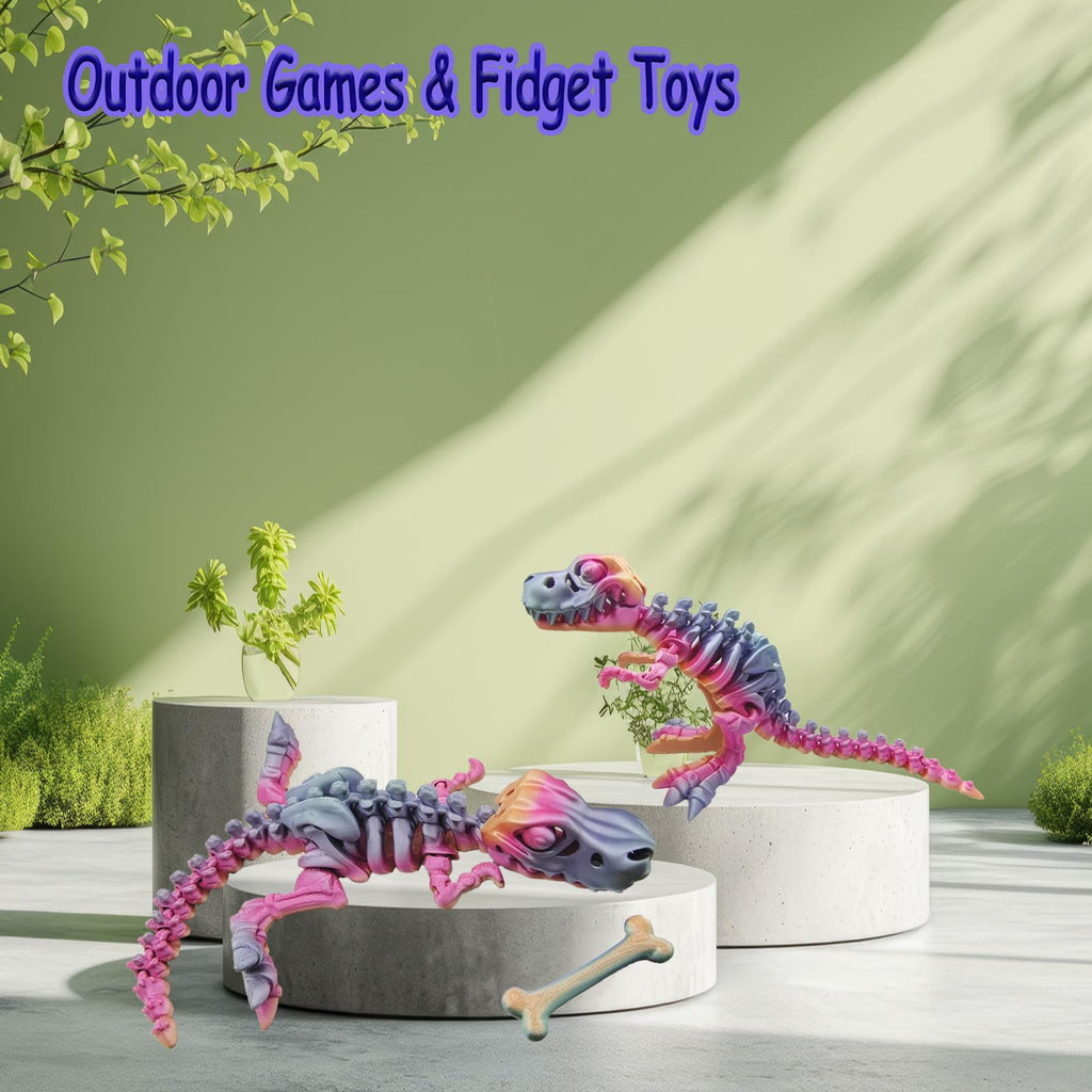 3D Printed Flexible Dinosaur Toy - Rainbow T-Rex by JIANLEKE - Desk Decoration & Stress Relief