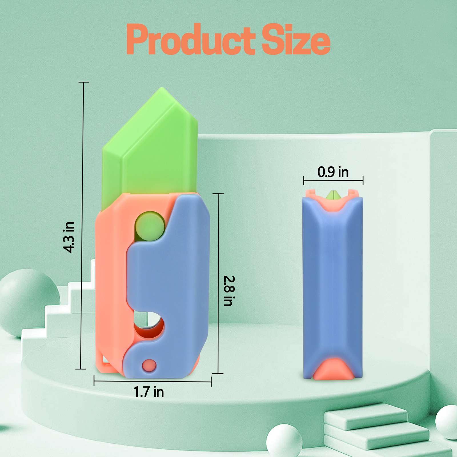 3D Printed Gravity Carrot Knife Fidget Toy – Luminous 2-Pack
