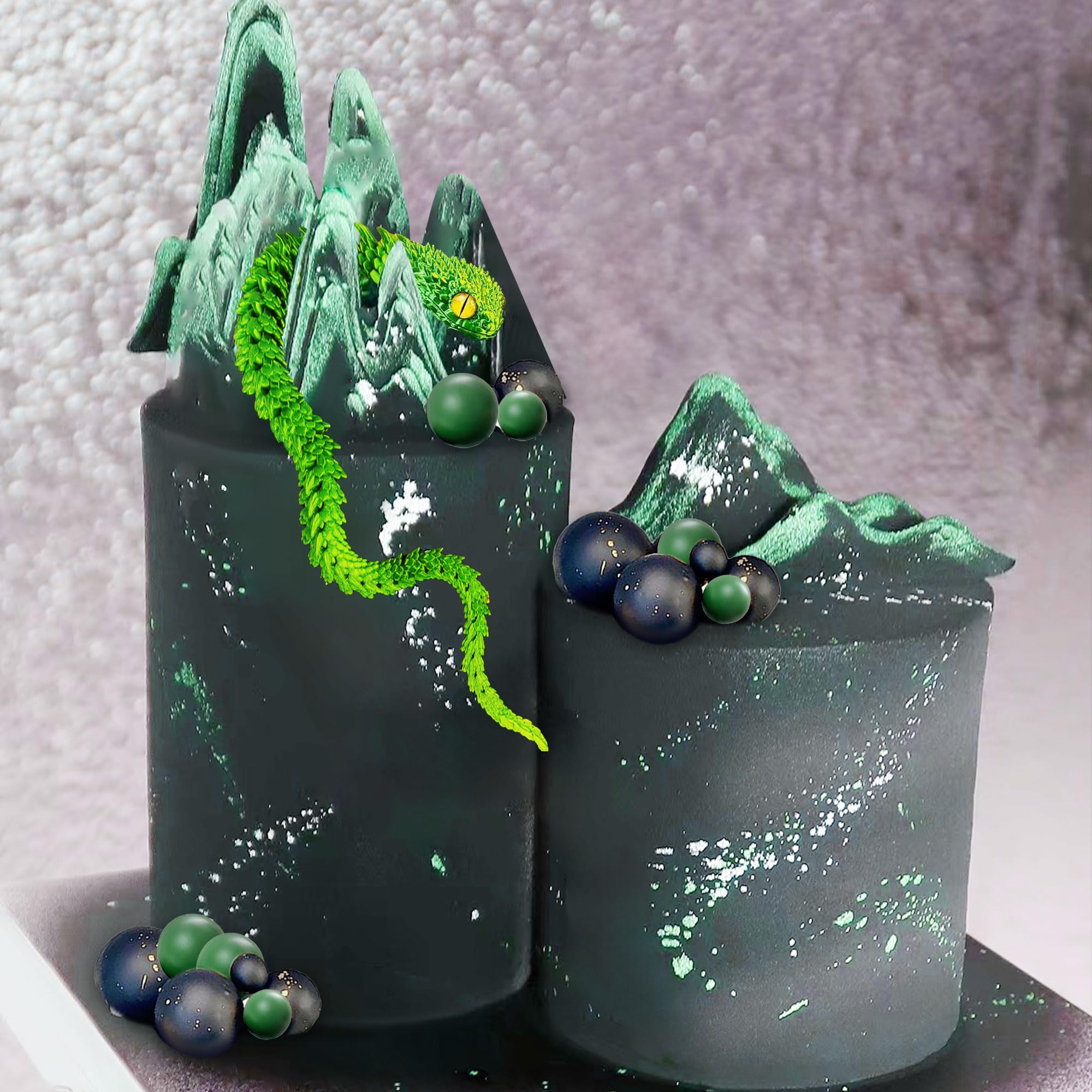 3D Printed Snake Cake Topper Set for Fantasy Birthday Parties