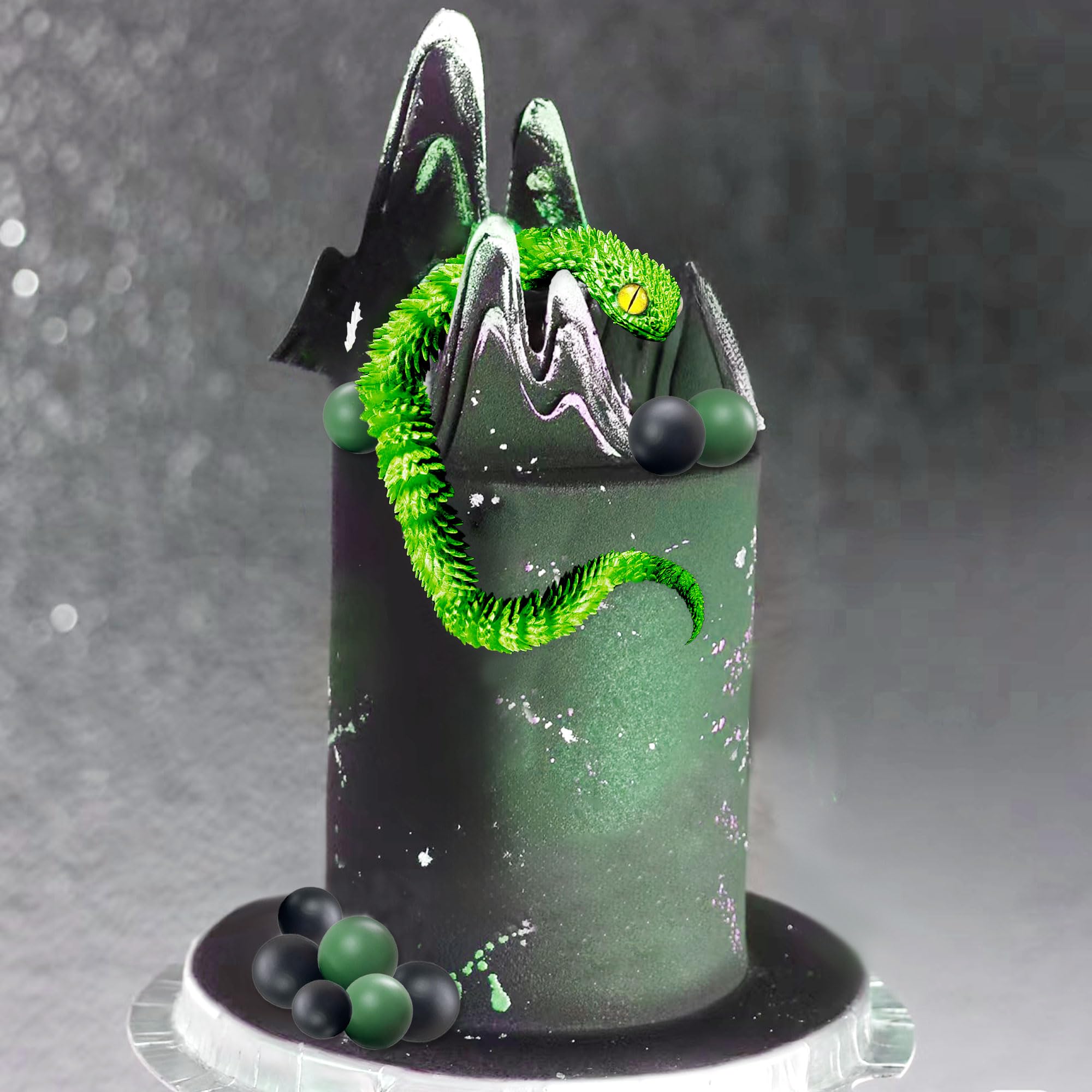 3D Printed Snake Cake Topper Set for Fantasy Birthday Parties