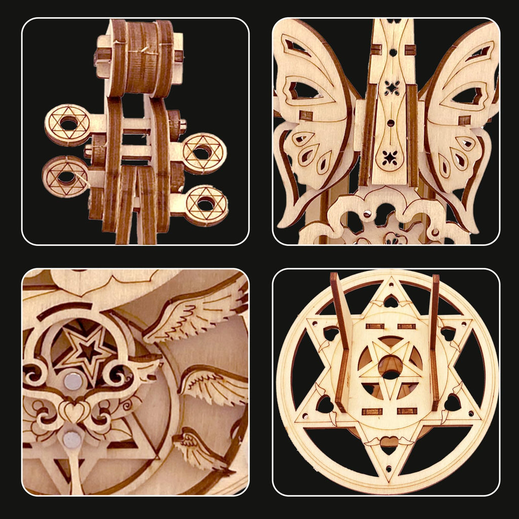 3D Wooden Cello Music Box Puzzle - DIY Model Kit for Adults 14+