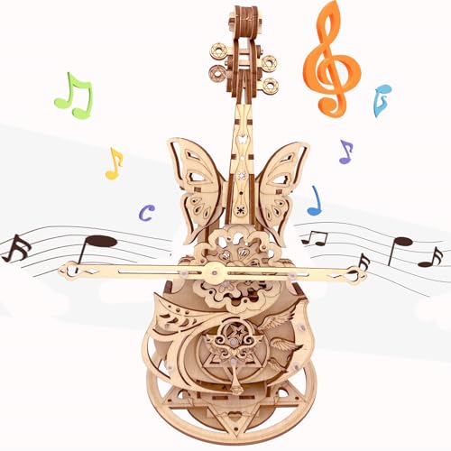 3D Wooden Cello Music Box Puzzle - DIY Model Kit for Adults 14+
