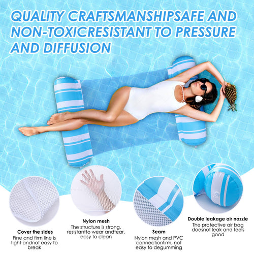 4-in-1 Inflatable Pool Float for Adults - 2 Pack Blue/Green - Hammock, Saddle, Drifter, Lounger