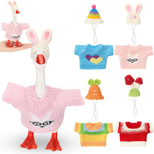 4 Knitted Outfits for 7-Inch Magnetic Desk Goose – Hats & Sweaters Set (Goose Not Included)