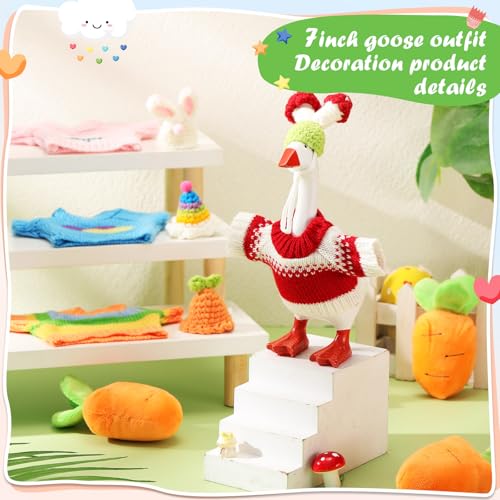 4 Knitted Outfits for 7-Inch Magnetic Desk Goose – Hats & Sweaters Set (Goose Not Included)