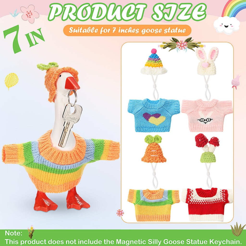 4 Knitted Outfits for 7-Inch Magnetic Desk Goose – Hats & Sweaters Set (Goose Not Included)