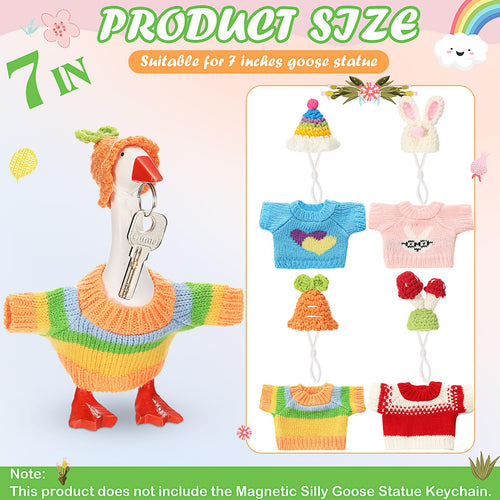 4 Knitted Outfits for 7-Inch Magnetic Desk Goose – Hats & Sweaters Set (Goose Not Included)