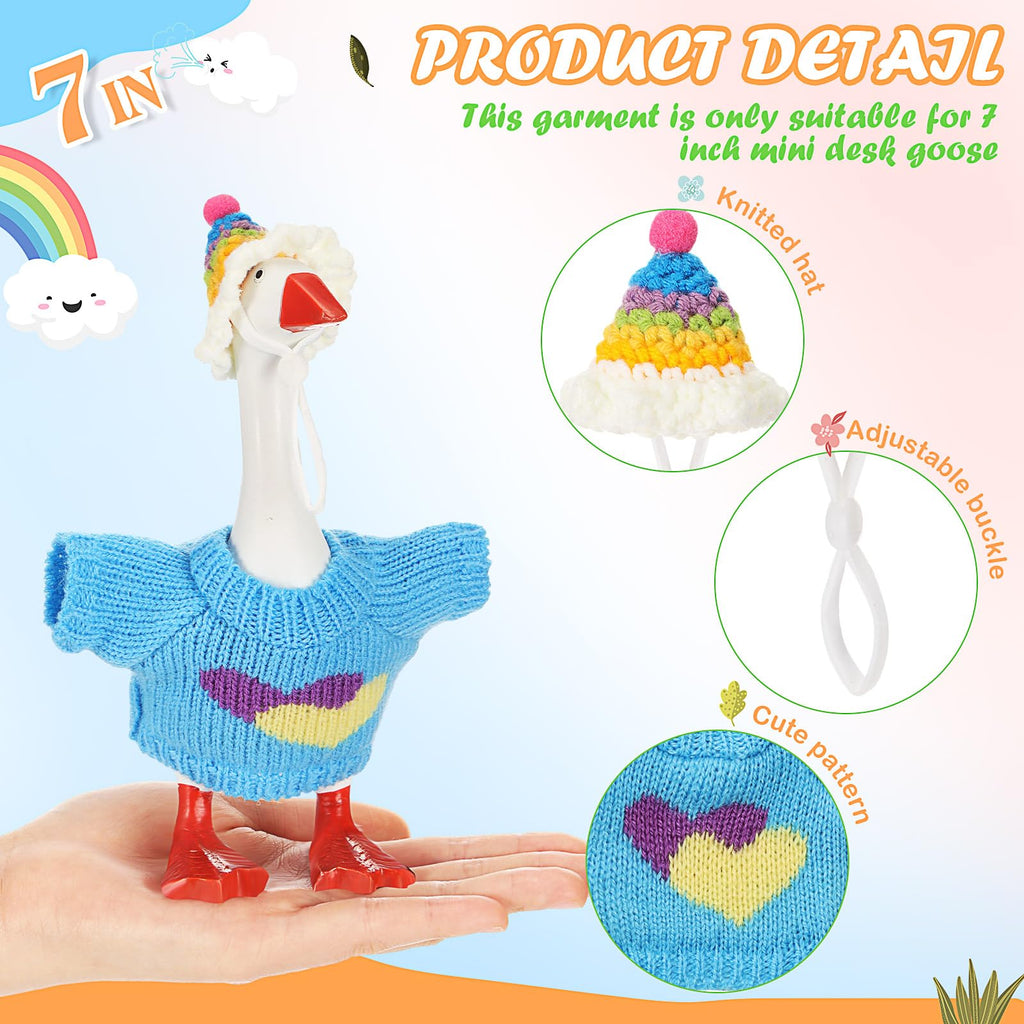 4 Knitted Outfits for 7-Inch Magnetic Desk Goose – Hats & Sweaters Set (Goose Not Included)