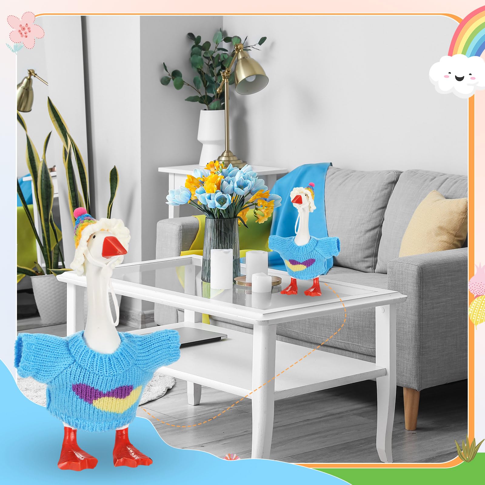 4 Knitted Outfits for 7-Inch Magnetic Desk Goose – Hats & Sweaters Set (Goose Not Included)