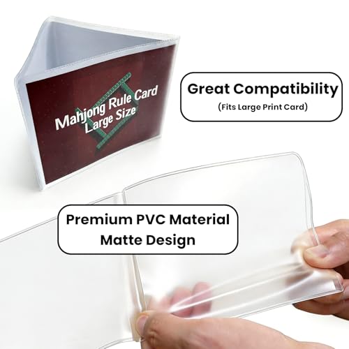 4 Large Mahjong Card Sleeves & 4 Line Finders - Matte PVC, Anti-Glare, for 2025/2026 Cards - Xovnfp