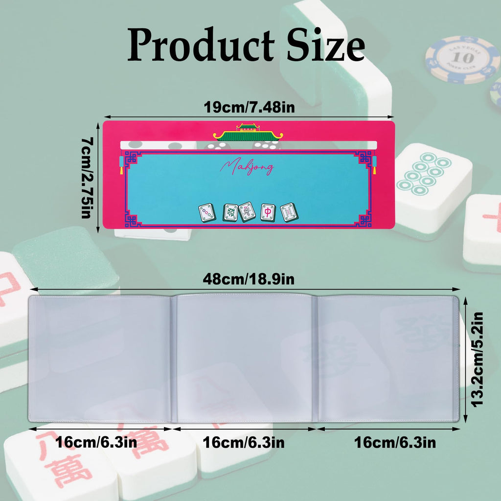 4 Large Mahjong Card Sleeves & 4 Line Finders - Matte PVC, Anti-Glare, for 2025/2026 Cards - Xovnfp