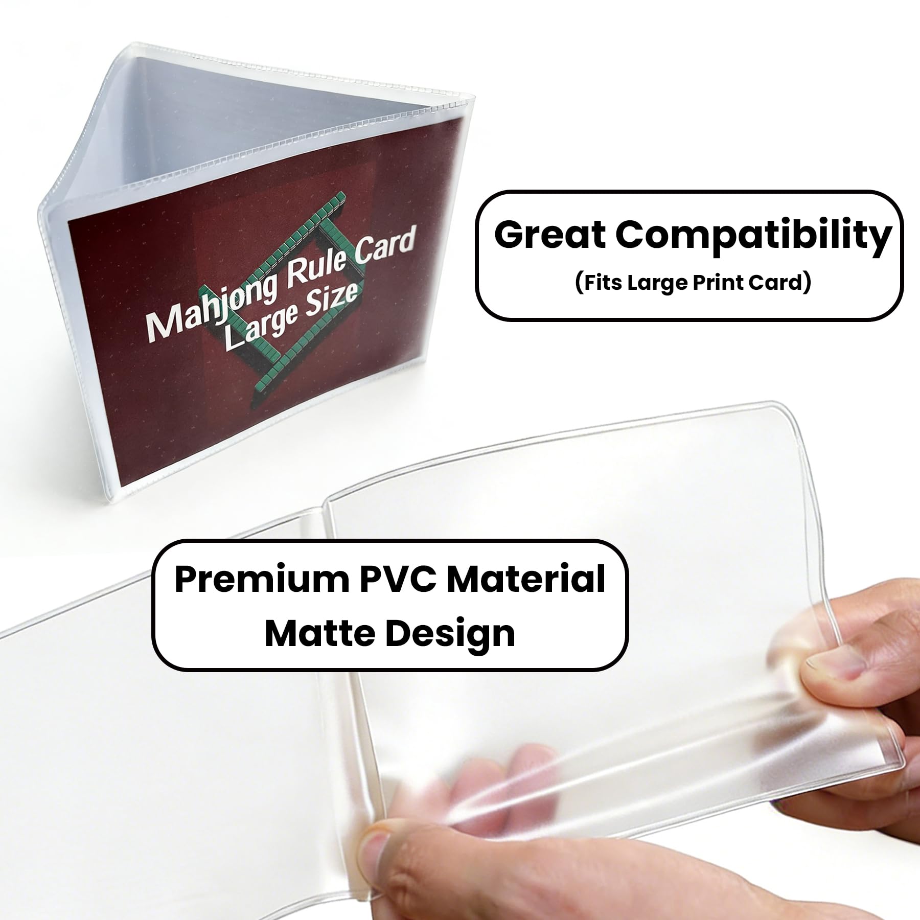 4 Large Mahjong Card Sleeves & 4 Line Finders - Matte PVC, Anti-Glare, for 2025/2026 Cards - Xovnfp