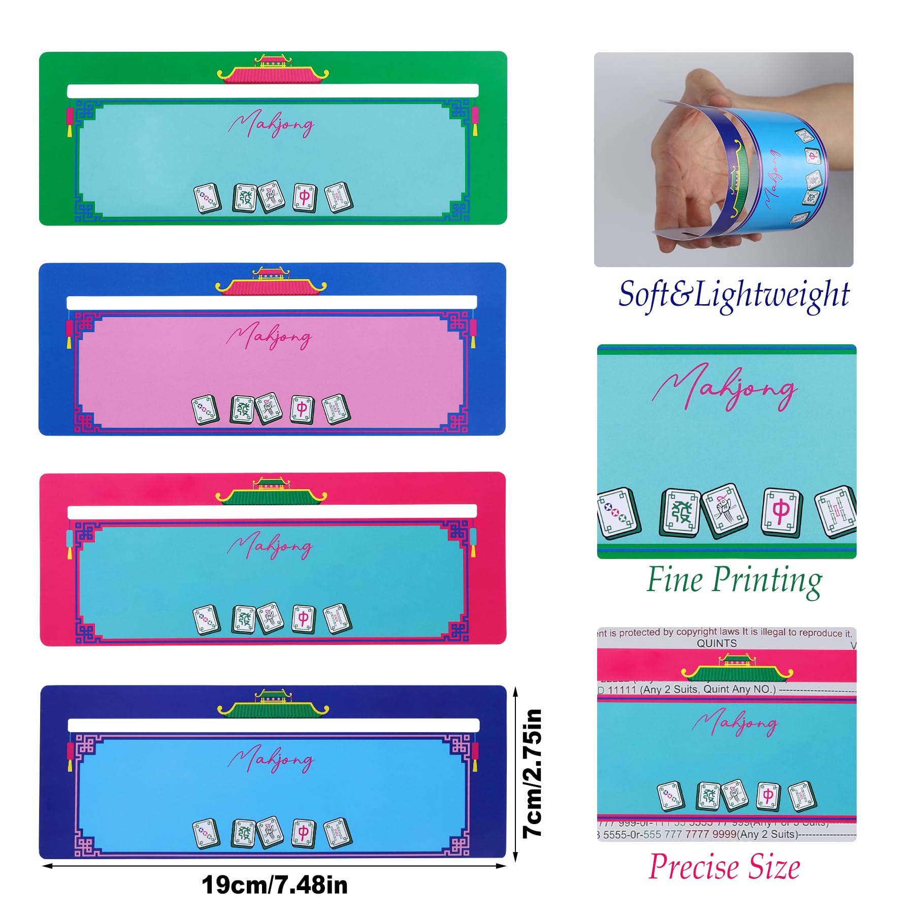 4 Large Mahjong Card Sleeves & 4 Line Finders - Matte PVC, Anti-Glare, for 2025/2026 Cards - Xovnfp