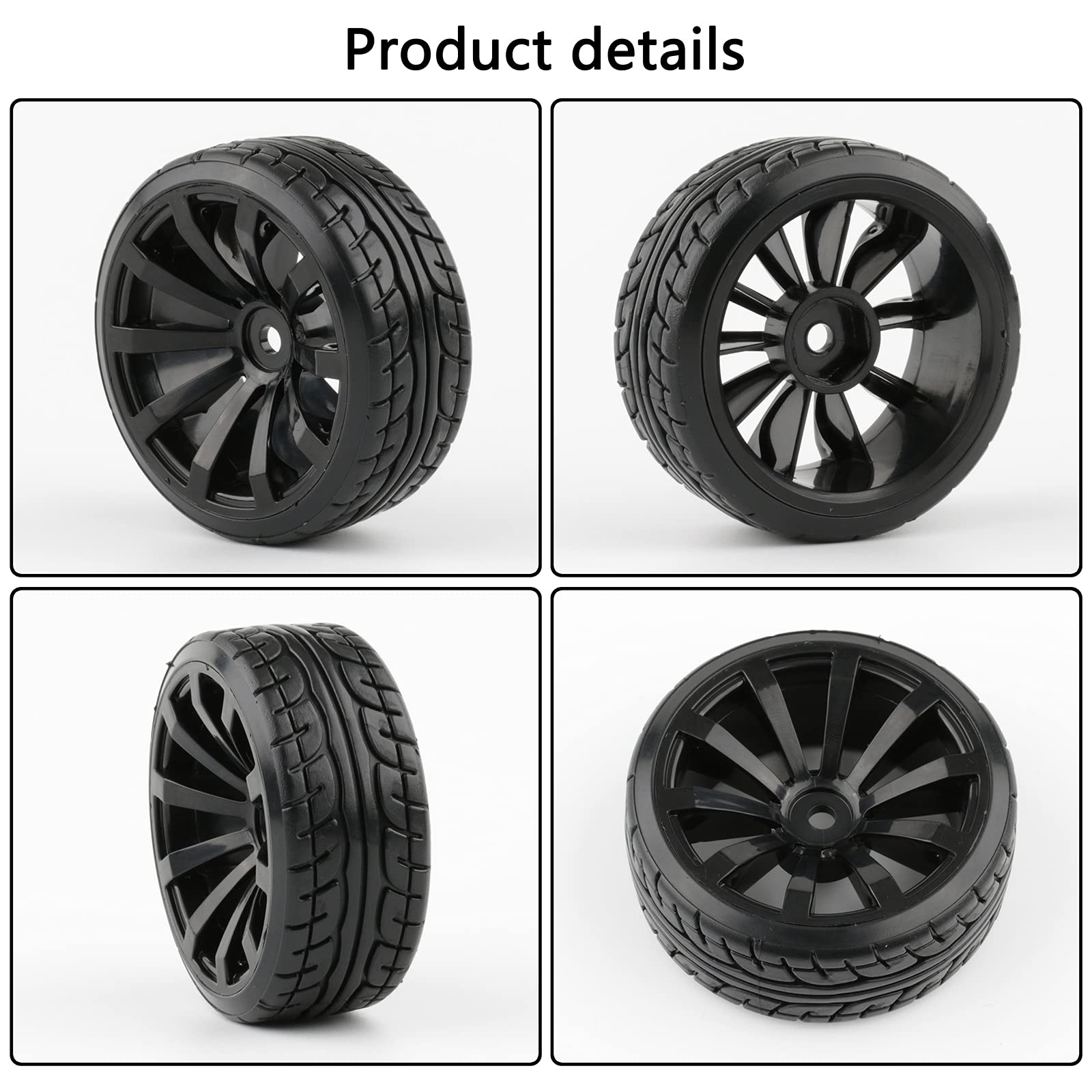 4-Pack 1/10 RC Drift Wheels 12mm Hex with Flange Nuts and 4-Way Wrench for HSP Redcat HPI Tamiya