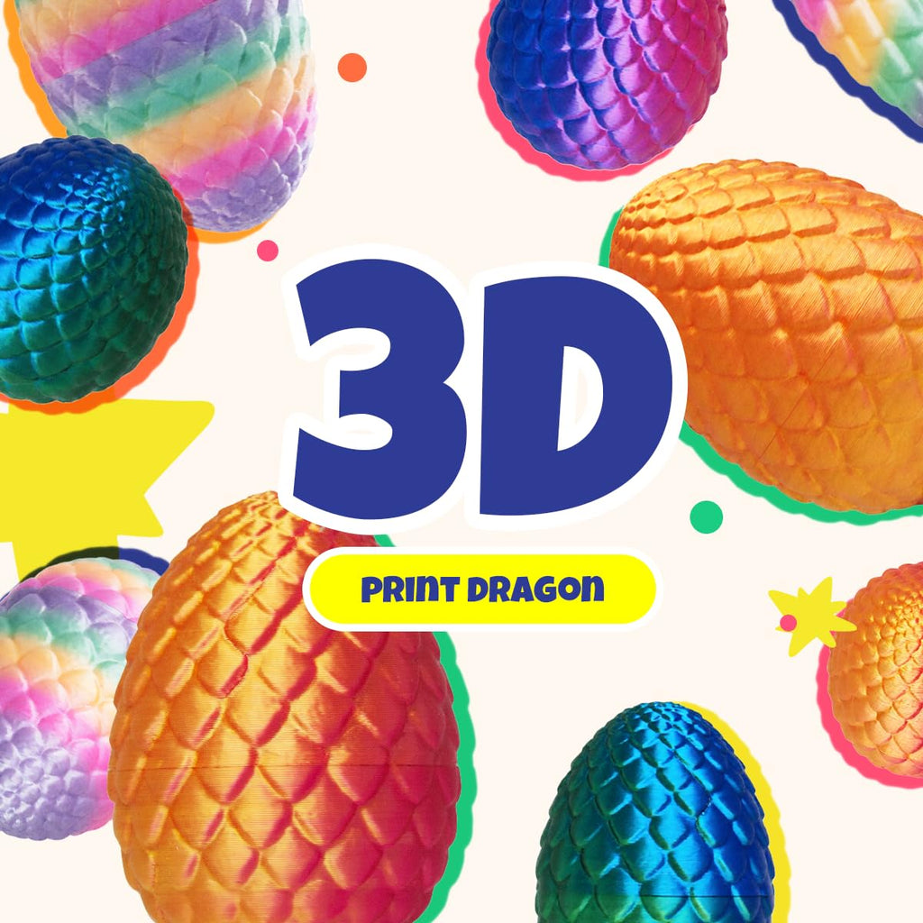 4-Pack 3D Printed Dragon Eggs with Articulated Dragon Inside – Easter Basket Stuffers for Teens & Adults, Fidget Toy