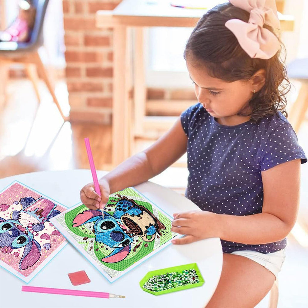 4-Pack Diamond Art Painting Kits for Kids – Cartoon Gem Art, Beginner Craft Kit, 6x6 Inch Each, by KOJEFCV