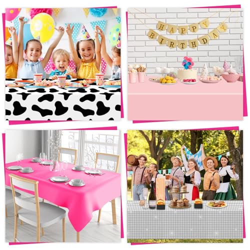 4 Pack Disco Cowgirl Plastic Tablecloths – Hot Pink Cow Print & Disco Ball Party Decor