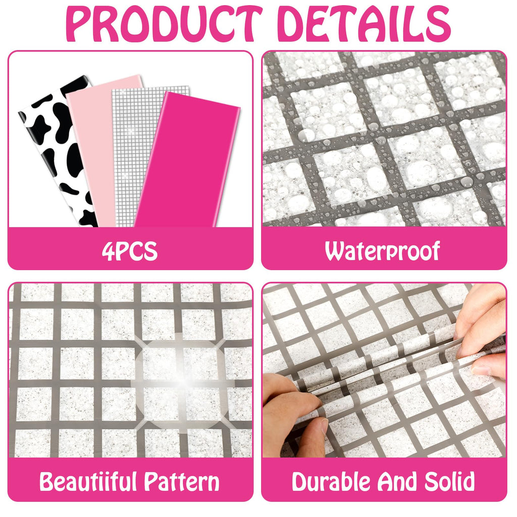 4 Pack Disco Cowgirl Plastic Tablecloths – Hot Pink Cow Print & Disco Ball Party Decor