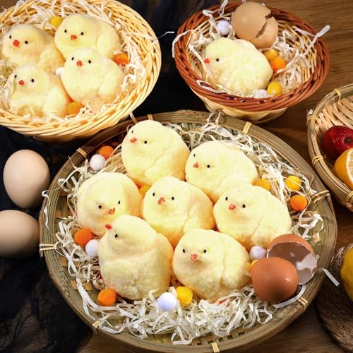 4 Pack Handmade Chick Squeeze Toys – Ultra Soft TPR Taba Chick Fidget Toys for Stress Relief, Easter Basket Stuffers