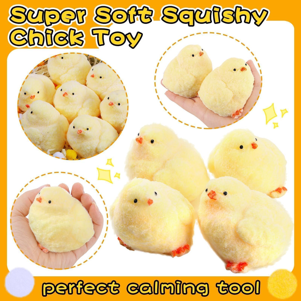 4 Pack Handmade Chick Squeeze Toys – Ultra Soft TPR Taba Chick Fidget Toys for Stress Relief, Easter Basket Stuffers