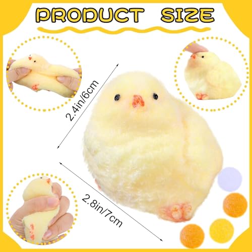 4 Pack Handmade Chick Squeeze Toys – Ultra Soft TPR Taba Chick Fidget Toys for Stress Relief, Easter Basket Stuffers