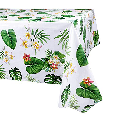 4 Pack Hawaiian Luau Plastic Tablecloths 86x51 Inches – Tropical Palm Leaves Design for Party Decor