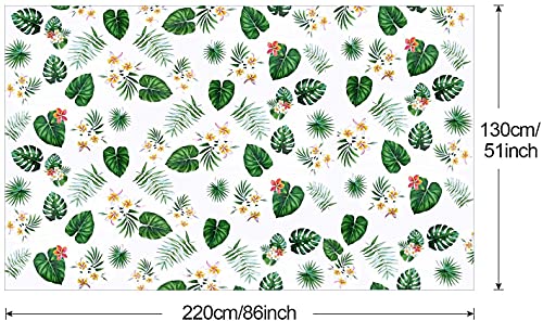 4 Pack Hawaiian Luau Plastic Tablecloths 86x51 Inches – Tropical Palm Leaves Design for Party Decor