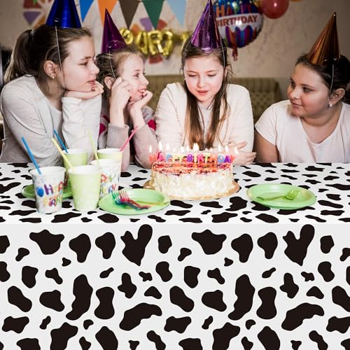 4 Pack Highland Cow Tablecloths - 87x51 Inch Disposable Plastic Party Table Covers