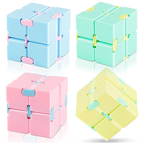 4-Pack Infinity Cube Fidget Toy Set – Stress Relief Puzzle for Kids and Adults, ADHD Focus Tool, Desk Gadget