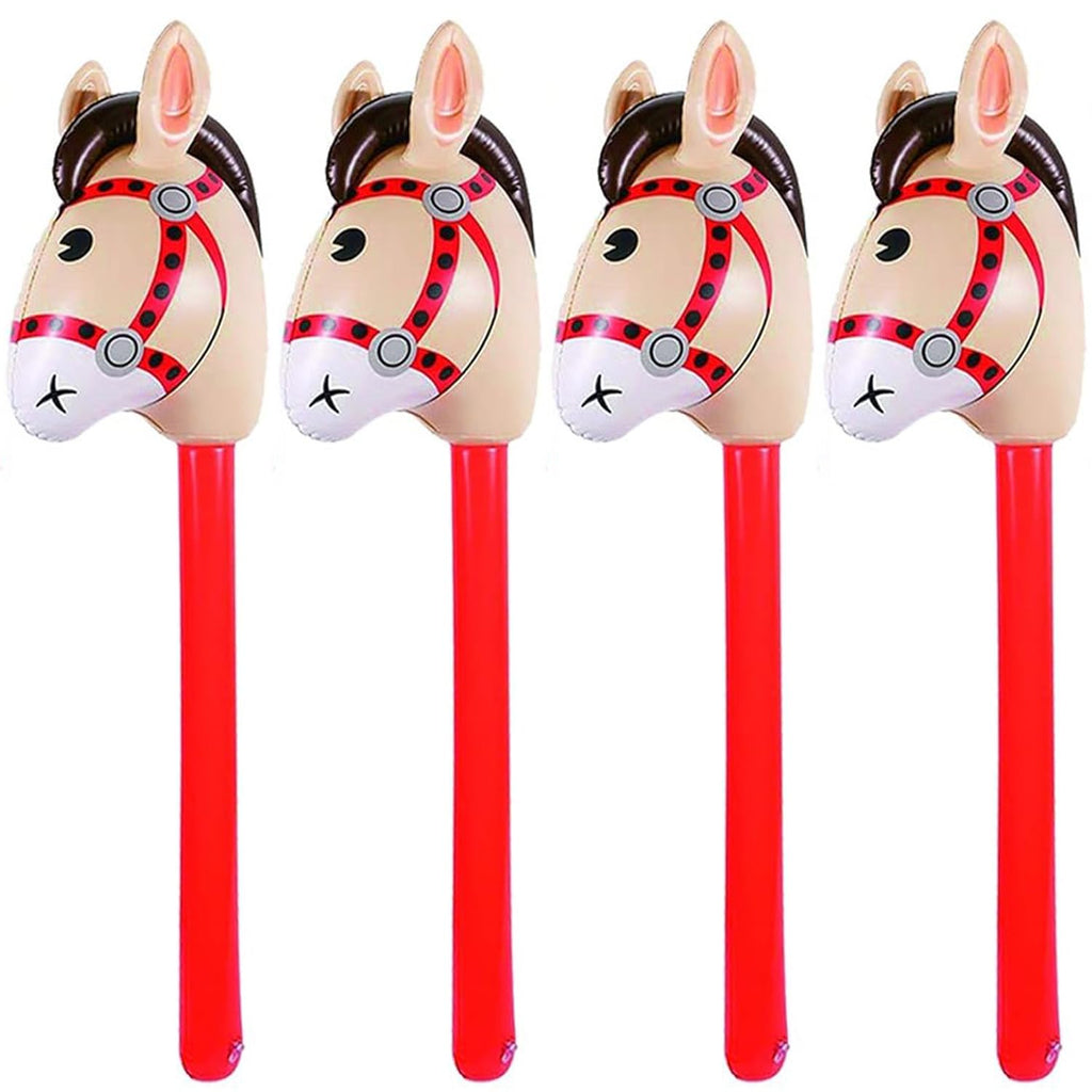 4 Pack Inflatable Stick Horses – Red Pony Western Cowboy Party Decorations