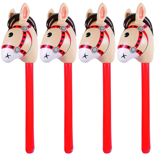 4 Pack Inflatable Stick Horses – Red Pony Western Cowboy Party Decorations