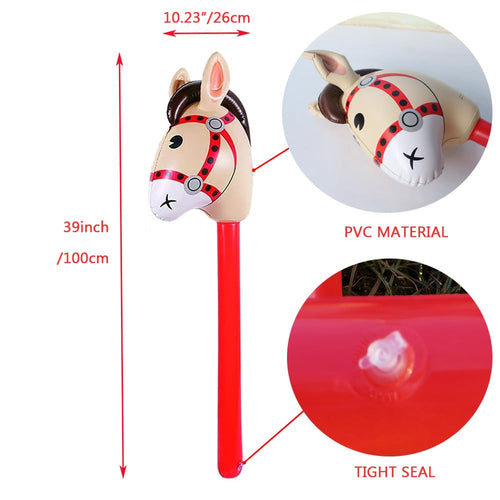 4 Pack Inflatable Stick Horses – Red Pony Western Cowboy Party Decorations