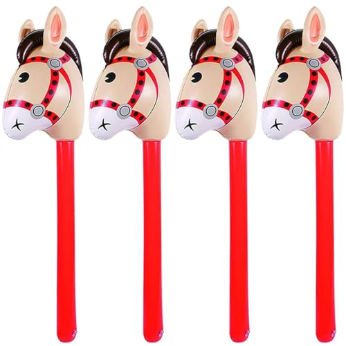 4 Pack Inflatable Stick Horses – Red Pony Western Cowboy Party Decorations