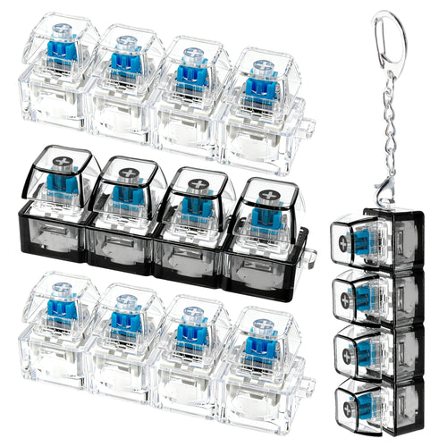 4-Pack Keyboard Fidget Keychain – Clicker Stress Relief Toy for Anxiety (Clear Black)