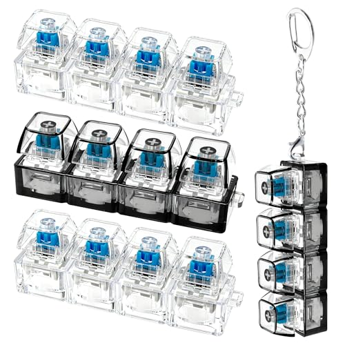 4-Pack Keyboard Fidget Keychain – Clicker Stress Relief Toy for Anxiety (Clear Black)