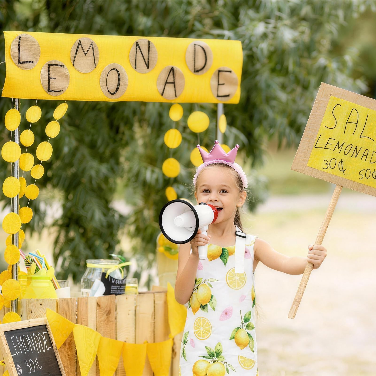 4 Pack Lemon Kids Aprons with Pockets – Adjustable Lemonade Stand Aprons for Boys and Girls