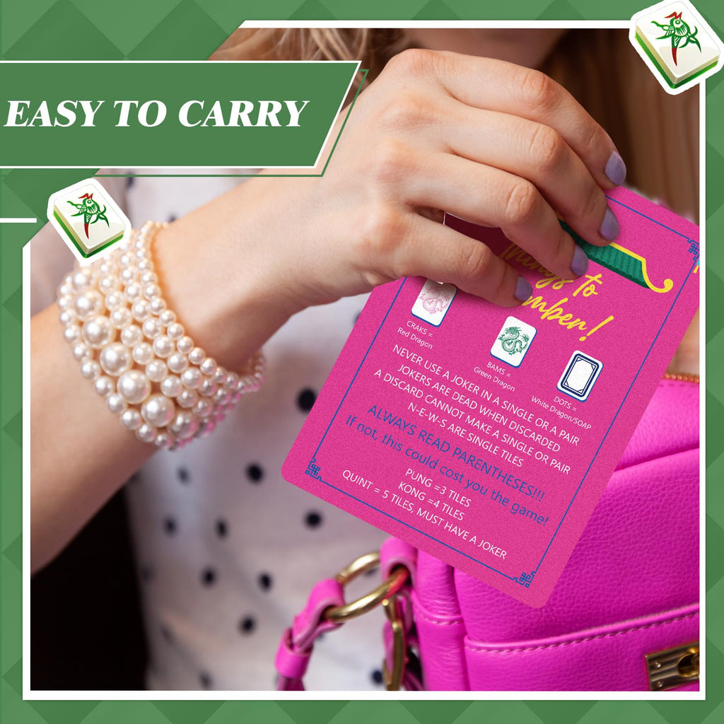 4-Pack Mahjong Shuffler Cards – PVC Tile Mixers with Waterproof Rules, 7x5 in (Purple, Green, Pink, Blue)