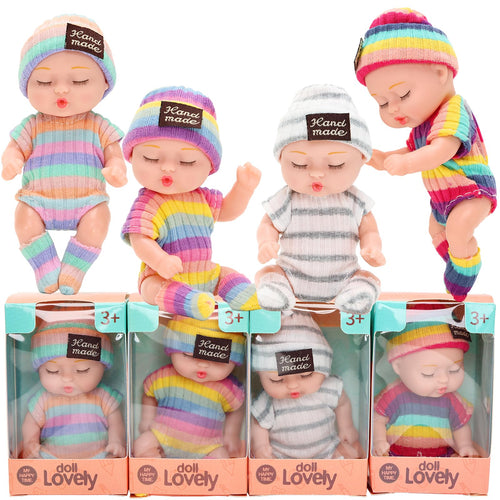 4-Pack Mini Baby Dolls with Animal Robes - 4 Inch Lifelike PVC Dolls for Kids