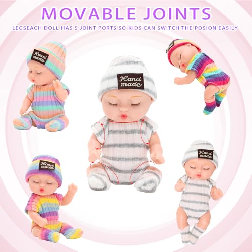4-Pack Mini Baby Dolls with Animal Robes - 4 Inch Lifelike PVC Dolls for Kids