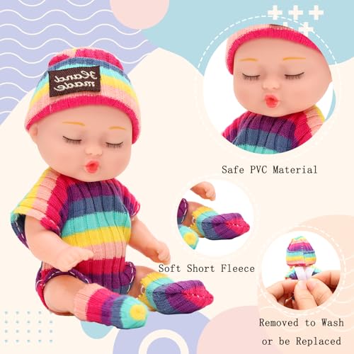 4-Pack Mini Baby Dolls with Animal Robes - 4 Inch Lifelike PVC Dolls for Kids