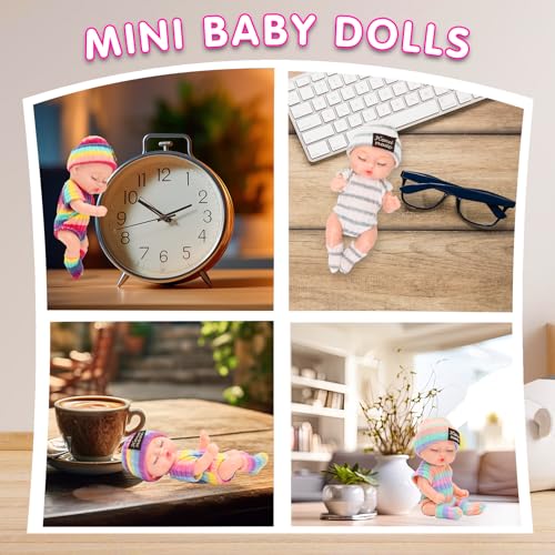 4-Pack Mini Baby Dolls with Animal Robes - 4 Inch Lifelike PVC Dolls for Kids