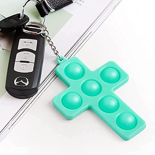 4 Pack Mini Cross Shape Pop Bubble Fidget Keychain – Silicone Stress Relief Toys for Kids & Adults | MLYYQ
