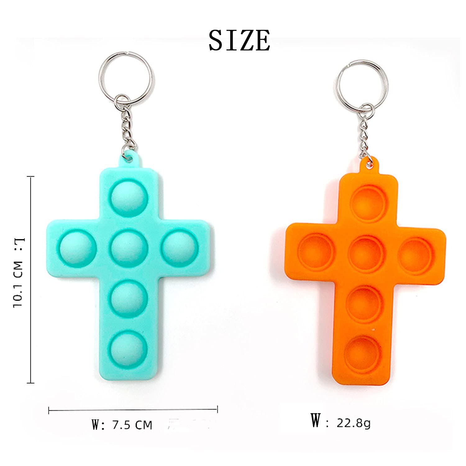 4 Pack Mini Cross Shape Pop Bubble Fidget Keychain – Silicone Stress Relief Toys for Kids & Adults | MLYYQ