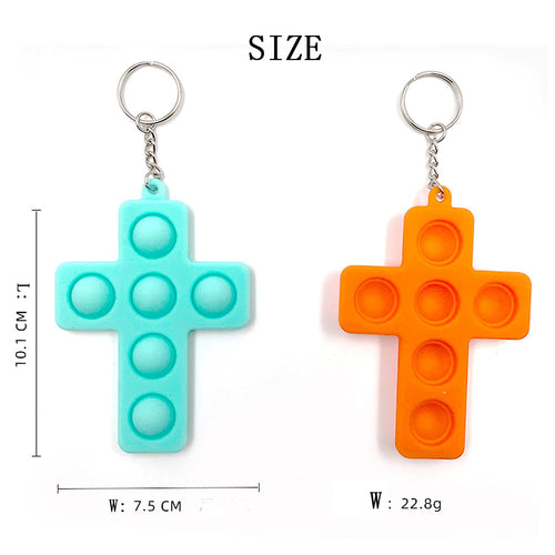4 Pack Mini Cross Shape Pop Bubble Fidget Keychain – Silicone Stress Relief Toys for Kids & Adults | MLYYQ