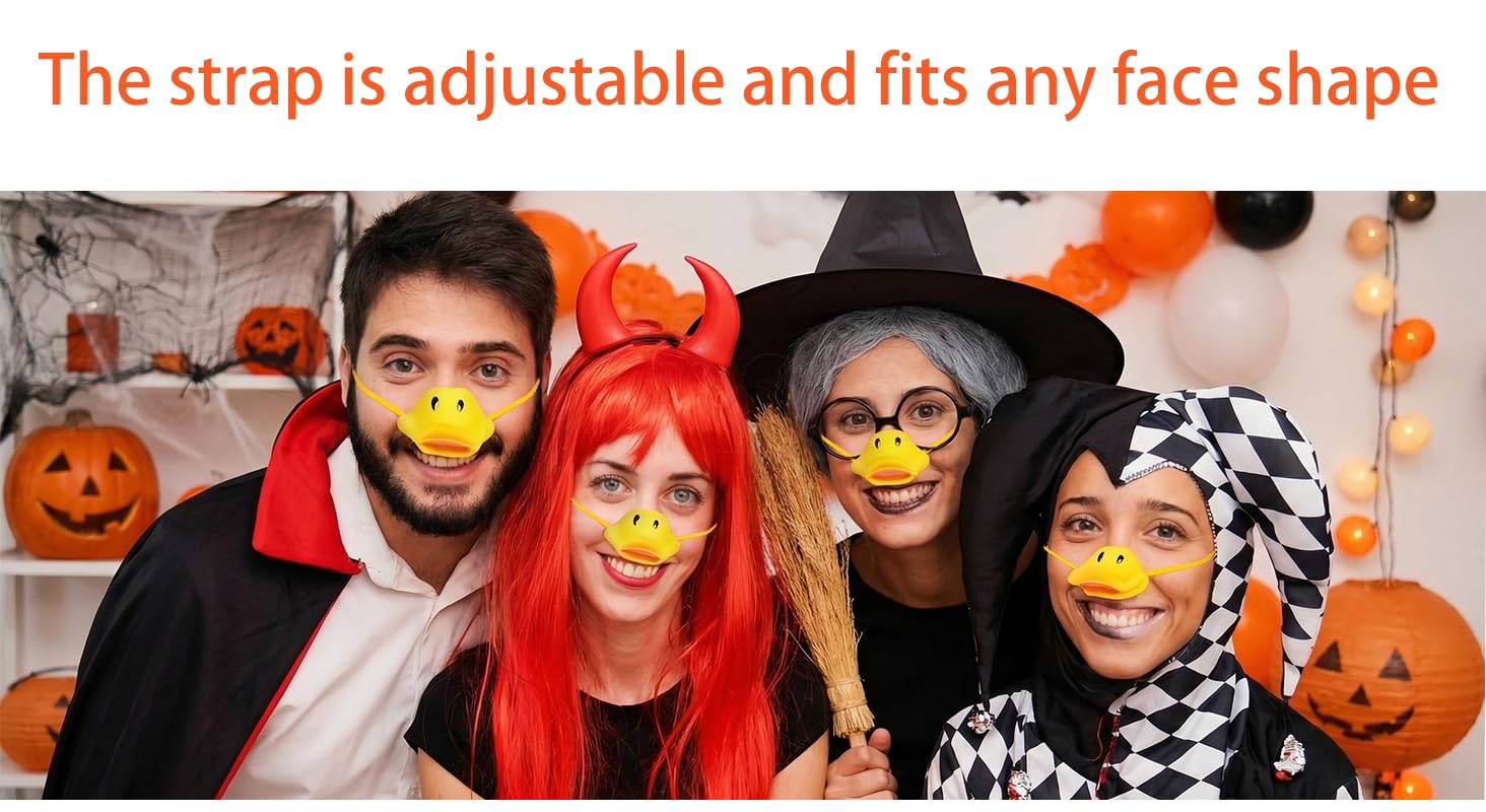 4-Pack Realistic Duck Beak Masks – Adjustable Headband Adult Costume Accessory for Group Events