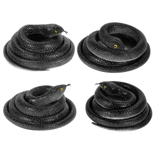 4-Pack Realistic Rubber Black Mamba Snakes for Pranks, Garden Bird Deterrent, and Halloween Decor