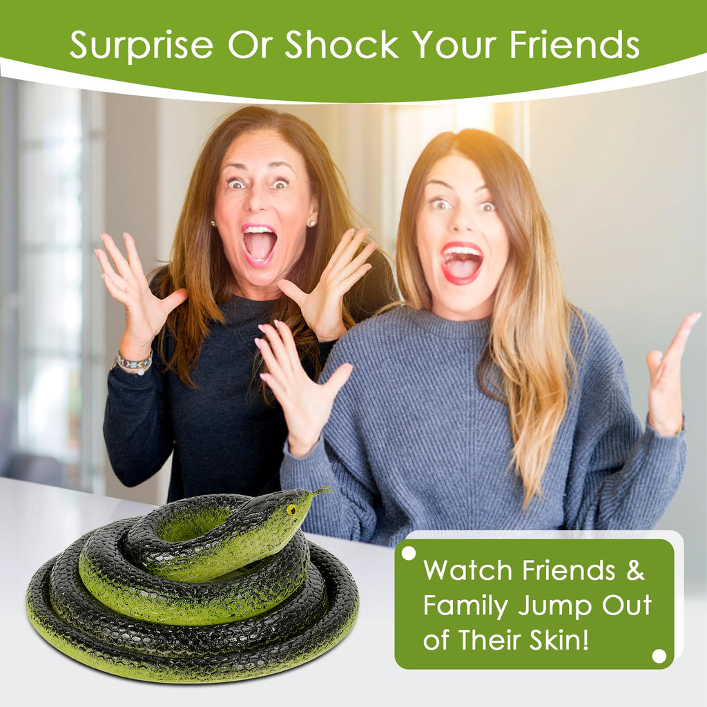 4-Pack Realistic Rubber Black Mamba Snakes for Pranks, Garden Bird Deterrent, and Halloween Decor